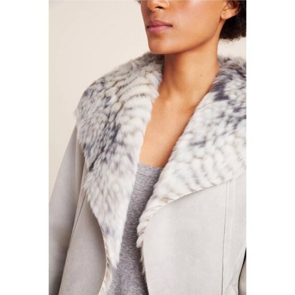 Anthropologie x Marrakech Gray Fur & Suede Reversible Moto Jacket | - Picture 11 of 11
